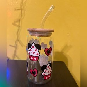 Mickey Ears Cupcakes & Hearts 16 oz Libby Glass Cup